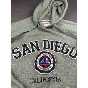 Blue Bay San Diego California Graphic Hoodie Sweatshirt  Medium Green Pullover